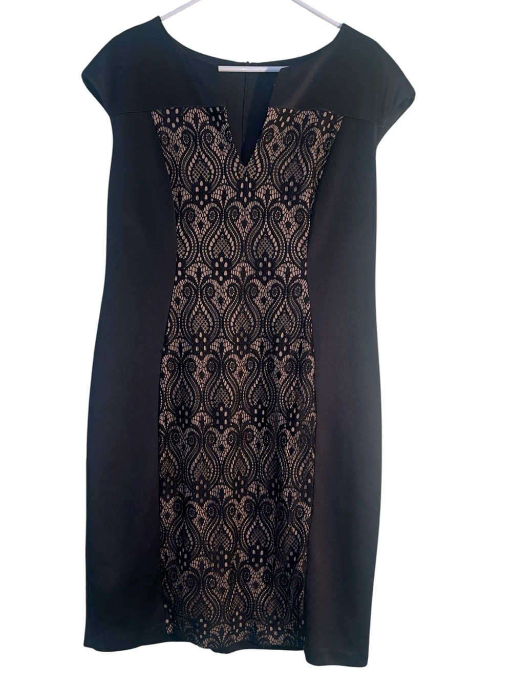 Connected Apparel black dress with nude and black lace middle. Size 16 GUC - Picture 5 of 9